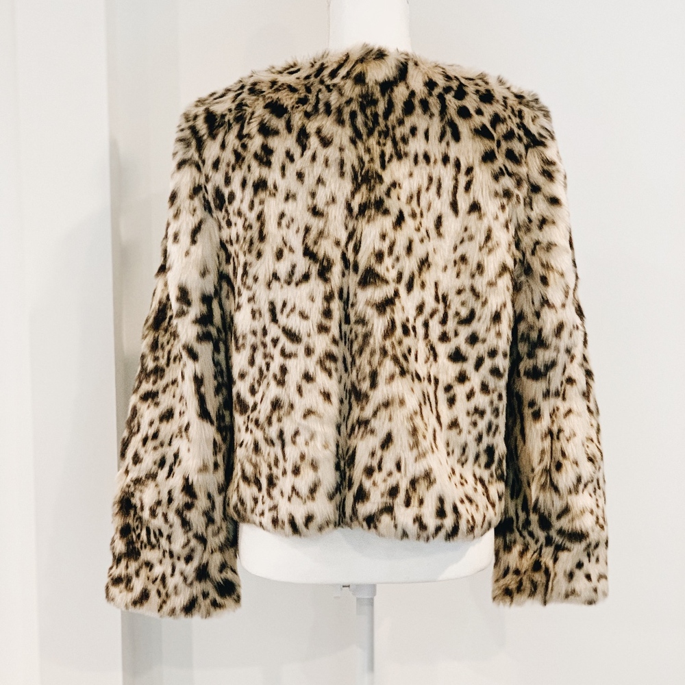 J. Crew Leopard Print Faux Fur Jacket - Picture 2 of 7